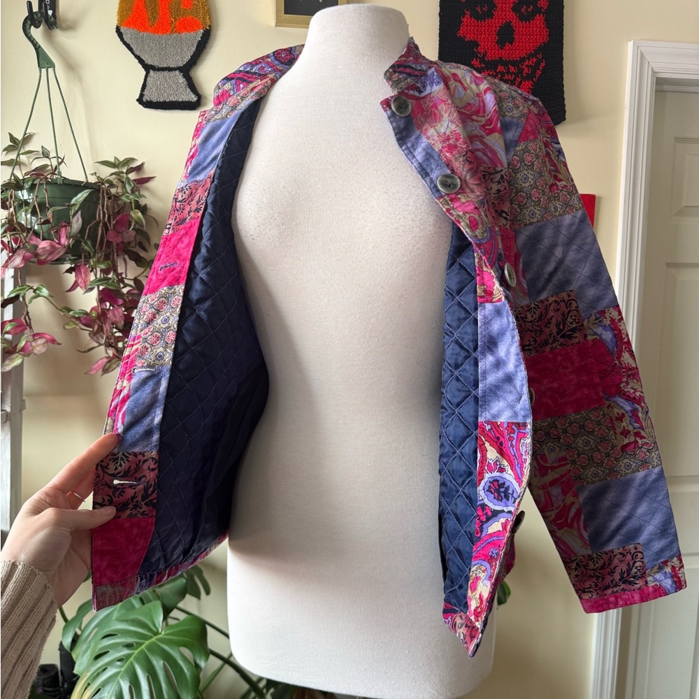 Vibrant Vintage Patchwork Cotton Light Jacket - P… - image 5